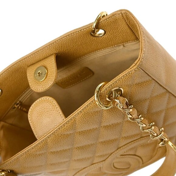 Chanel Beige Calfskin Petite Shopping Tote PST Chain Handbag 194379 - Picture 5 of 10